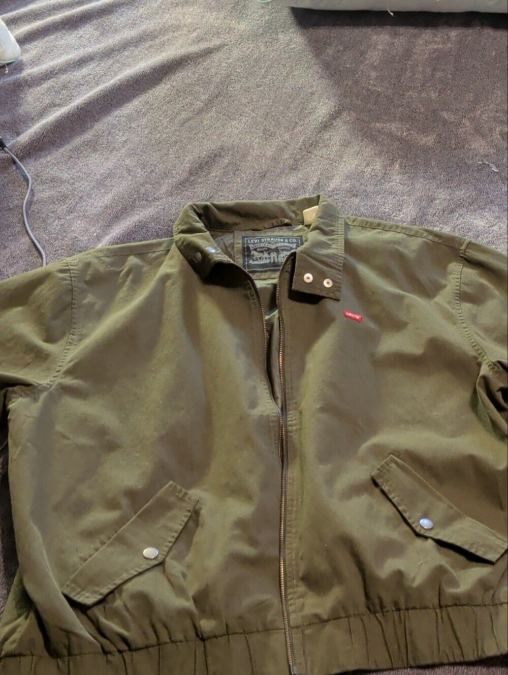 Levi's Olive Bomber Jacket with Snap Pockets